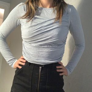 Supima Slub Jersey Draped Cross Over Crop